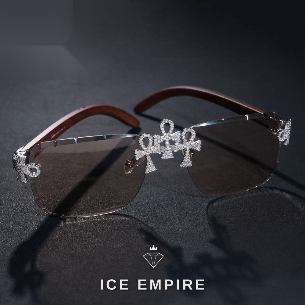 Iced Out Cross 925 Silver Glasses