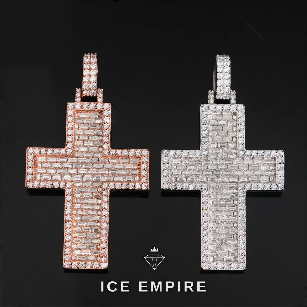 Iced Out Cross Rose Gold Plated Tennis Chain
