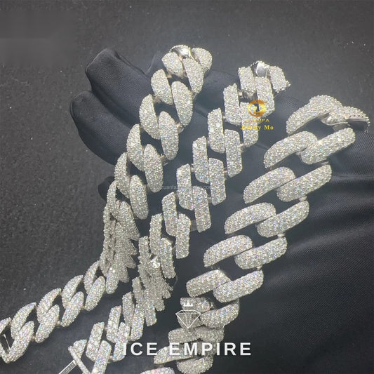 Iced Out 925 Silver Moissanite Cuban Chain