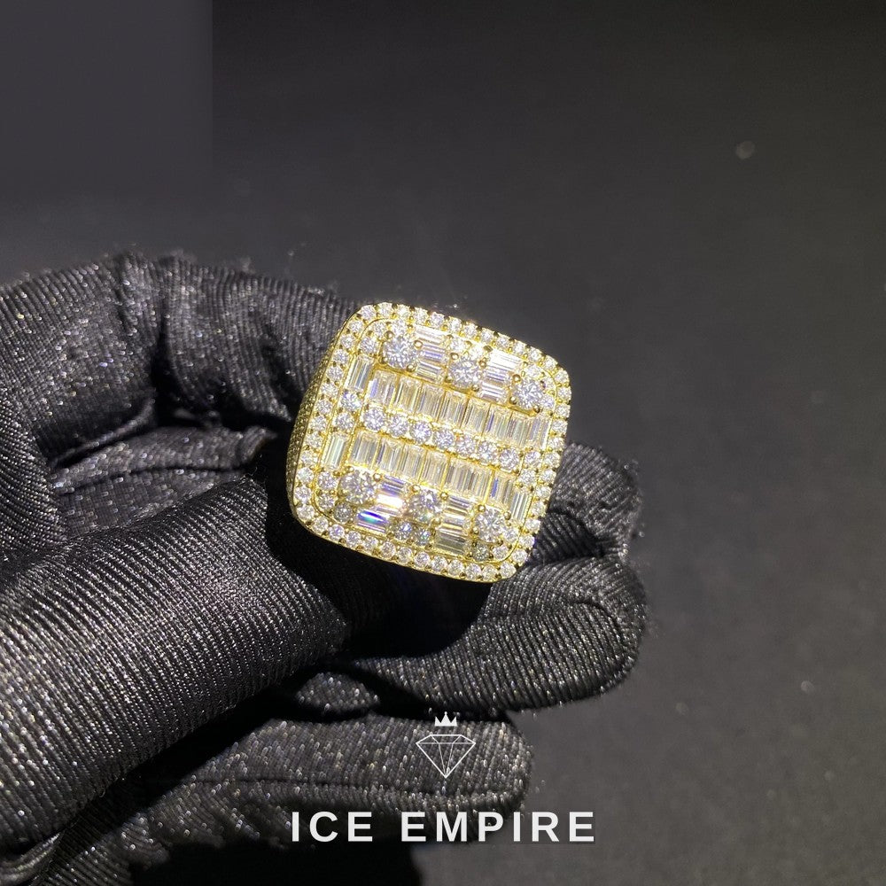 Iced Out Baguette 925 Silver Moissanite Ring