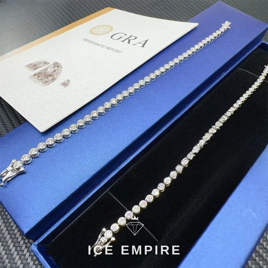 Iced Out 925 Silver Moissanite Tennis Chain