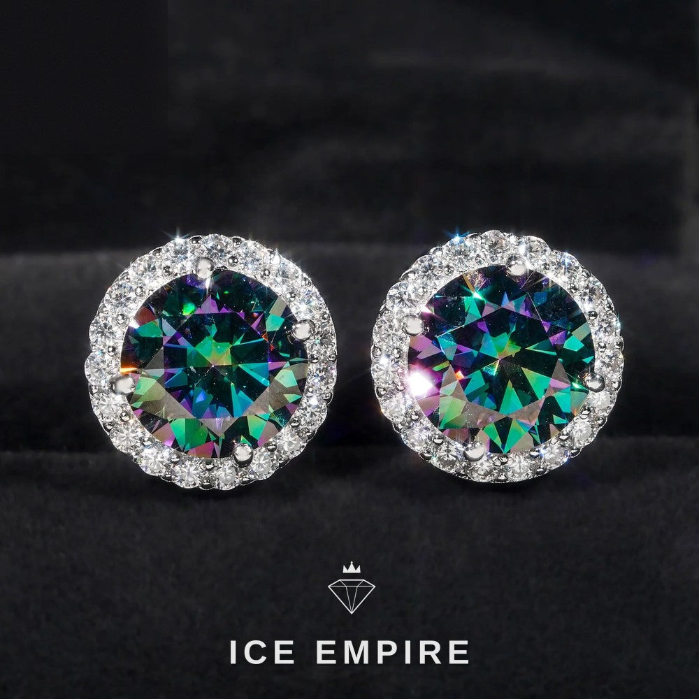 Iced Out 925 Silver Moissanite Stud Earrings