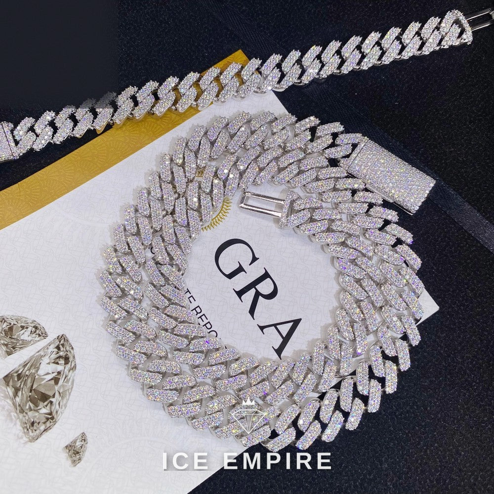 Iced Out Rose Gold Moissanite Cuban Chain