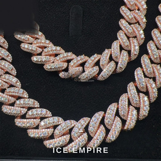 Iced Out Rose Gold Moissanite Cuban Chain