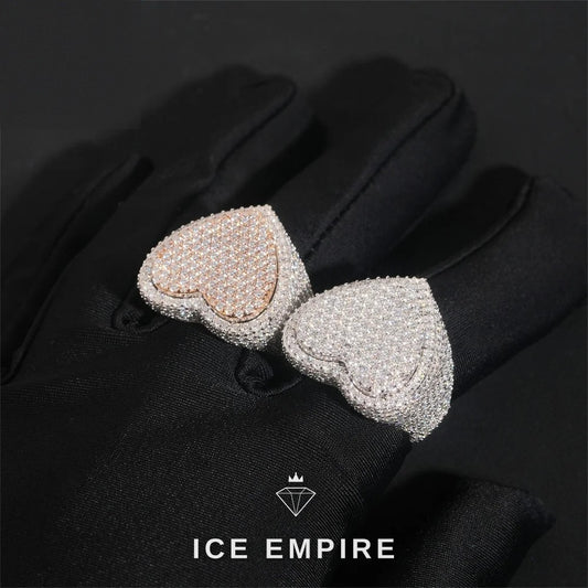 Iced Out Heart 925 Silver Moissanite Ring