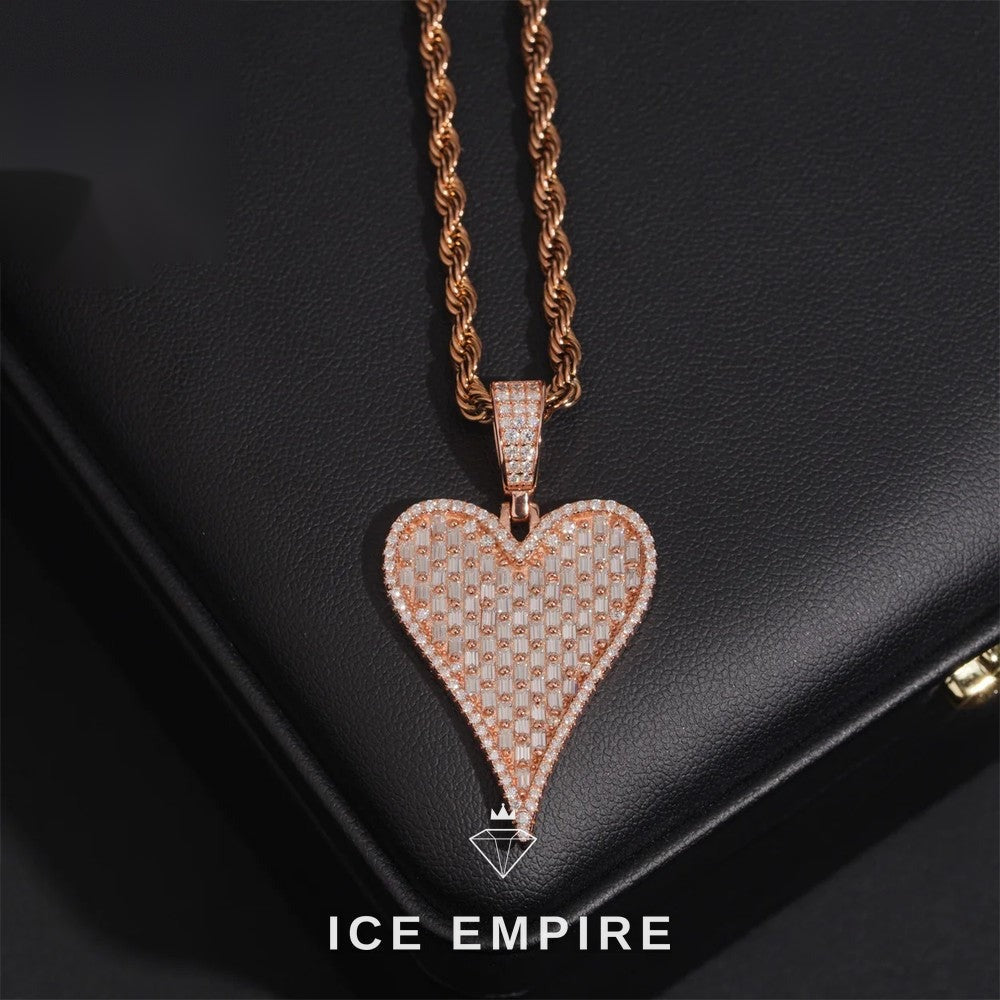 Iced Out Heart 925 Silver Moissanite Pendant