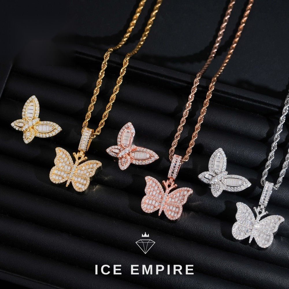 Iced Out Cross Rose Gold Plated Moissanite Pendant