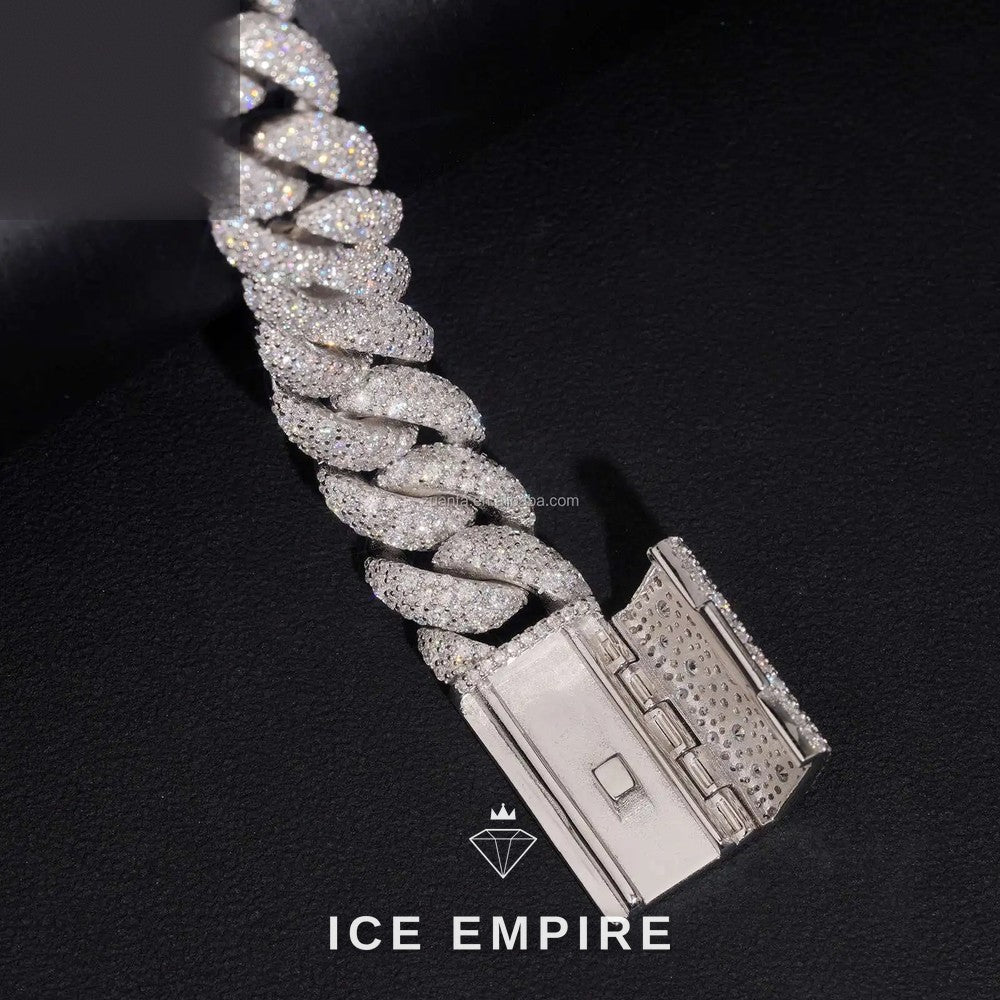 Iced Out 925 Silver Moissanite Cuban Chain