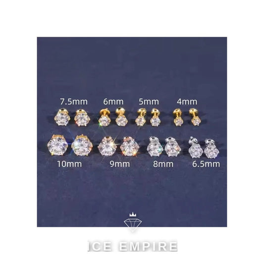 Iced Out Rose Gold Plated Moissanite Stud Earrings