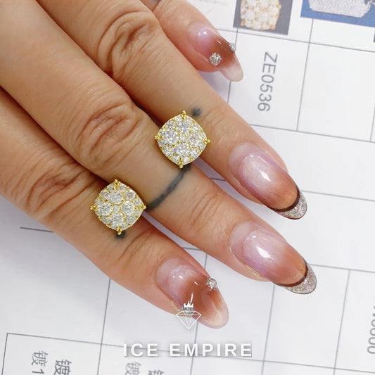 Iced Out Cross Gold Plated Moissanite Hoop Earrings