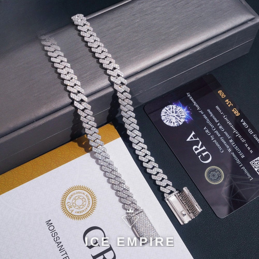 Iced Out 925 Silver Moissanite Cuban Chain