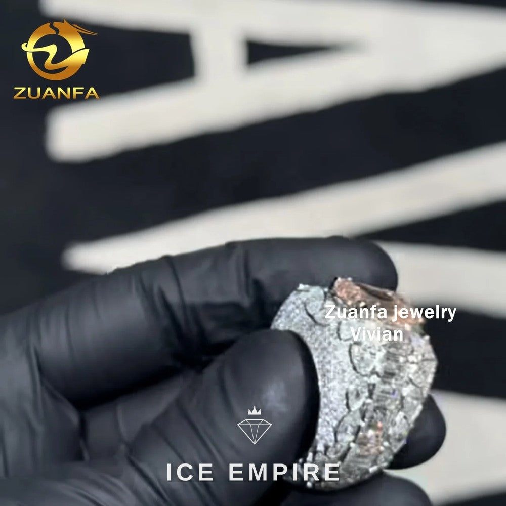 Iced Out 925 Silver Moissanite Ring