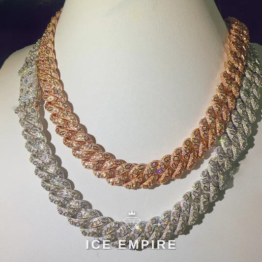 Iced Out Rose Gold Plated Moissanite Cuban Chain