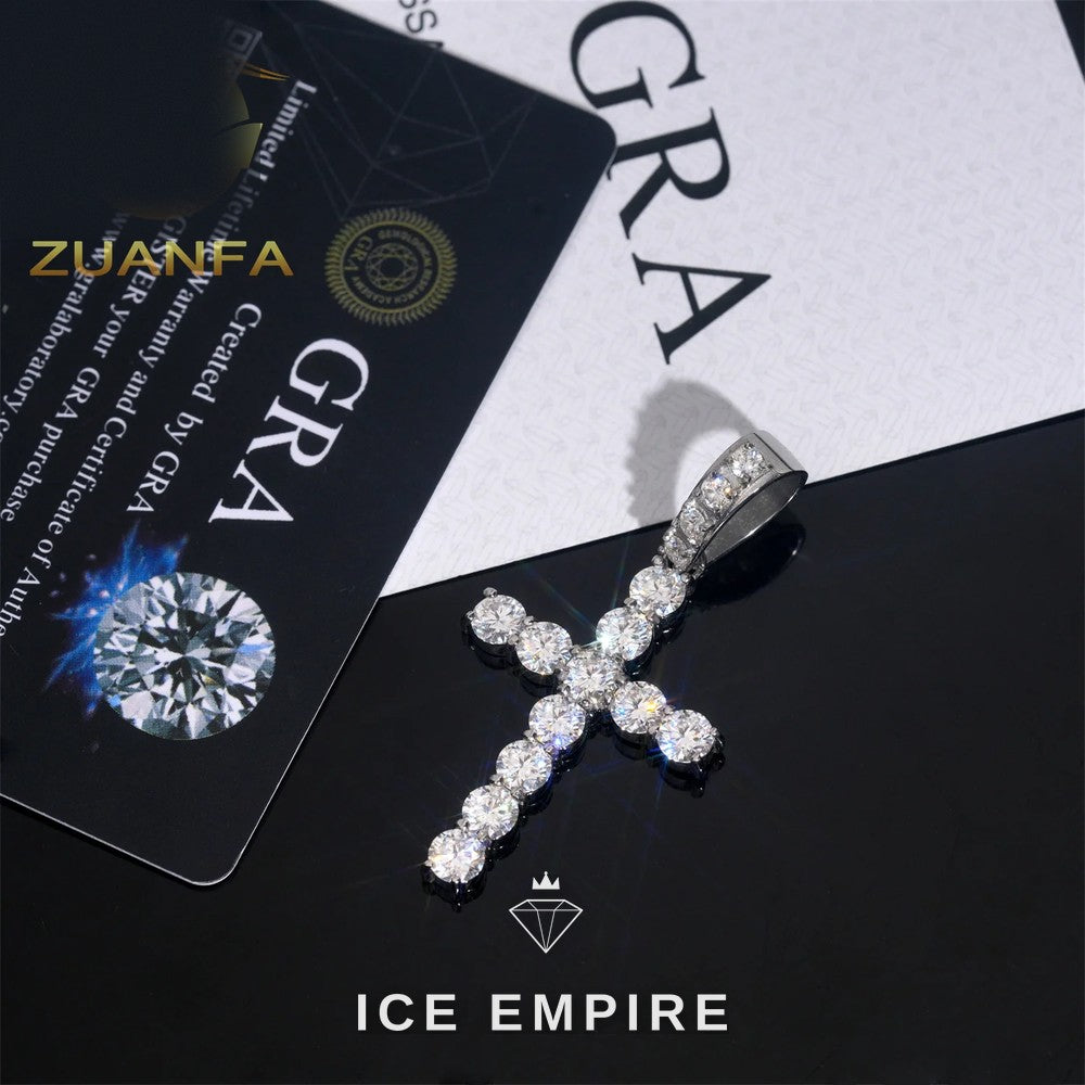 Iced Out Cross Rose Gold Plated Moissanite Pendant