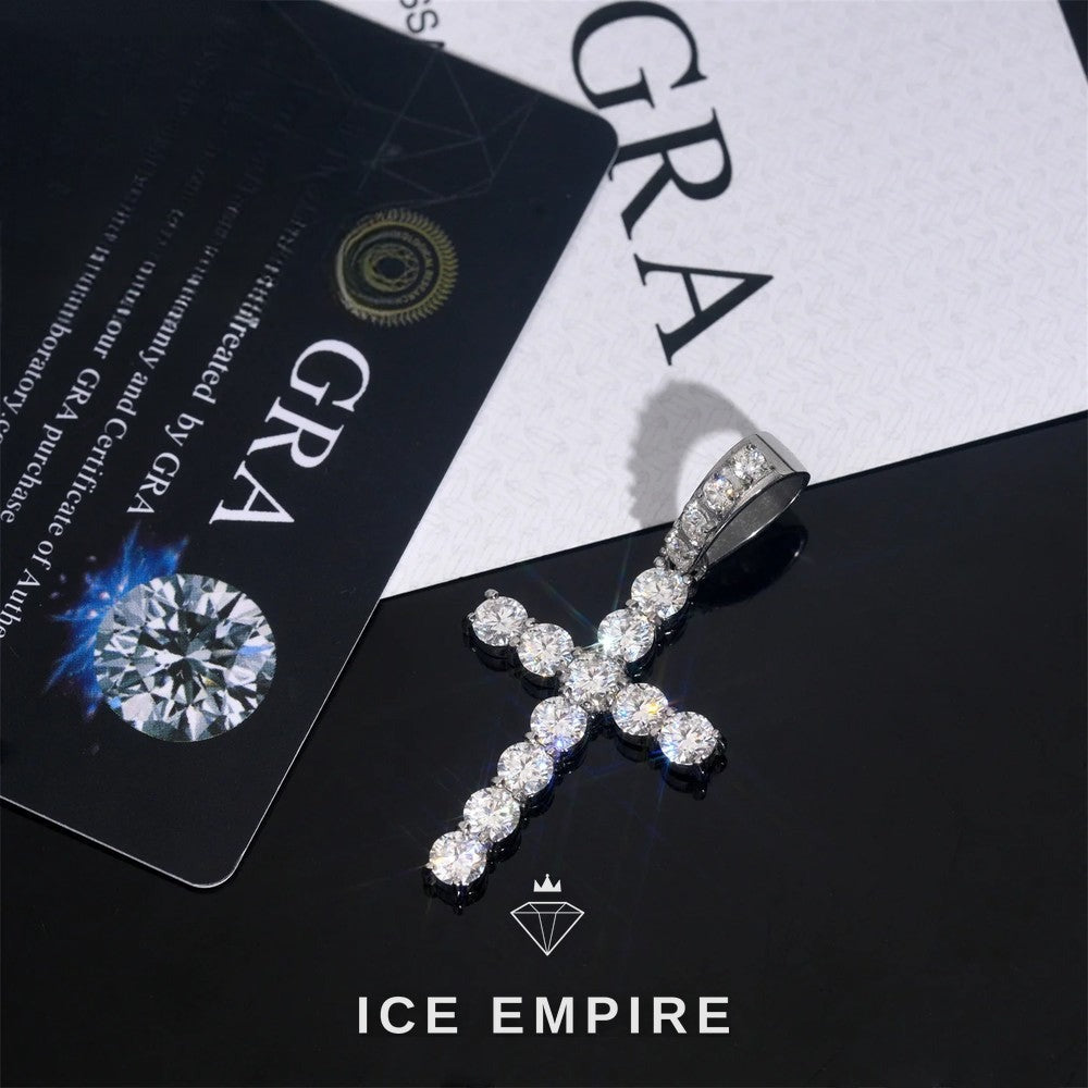 Iced Out Cross Rose Gold Plated Moissanite Pendant
