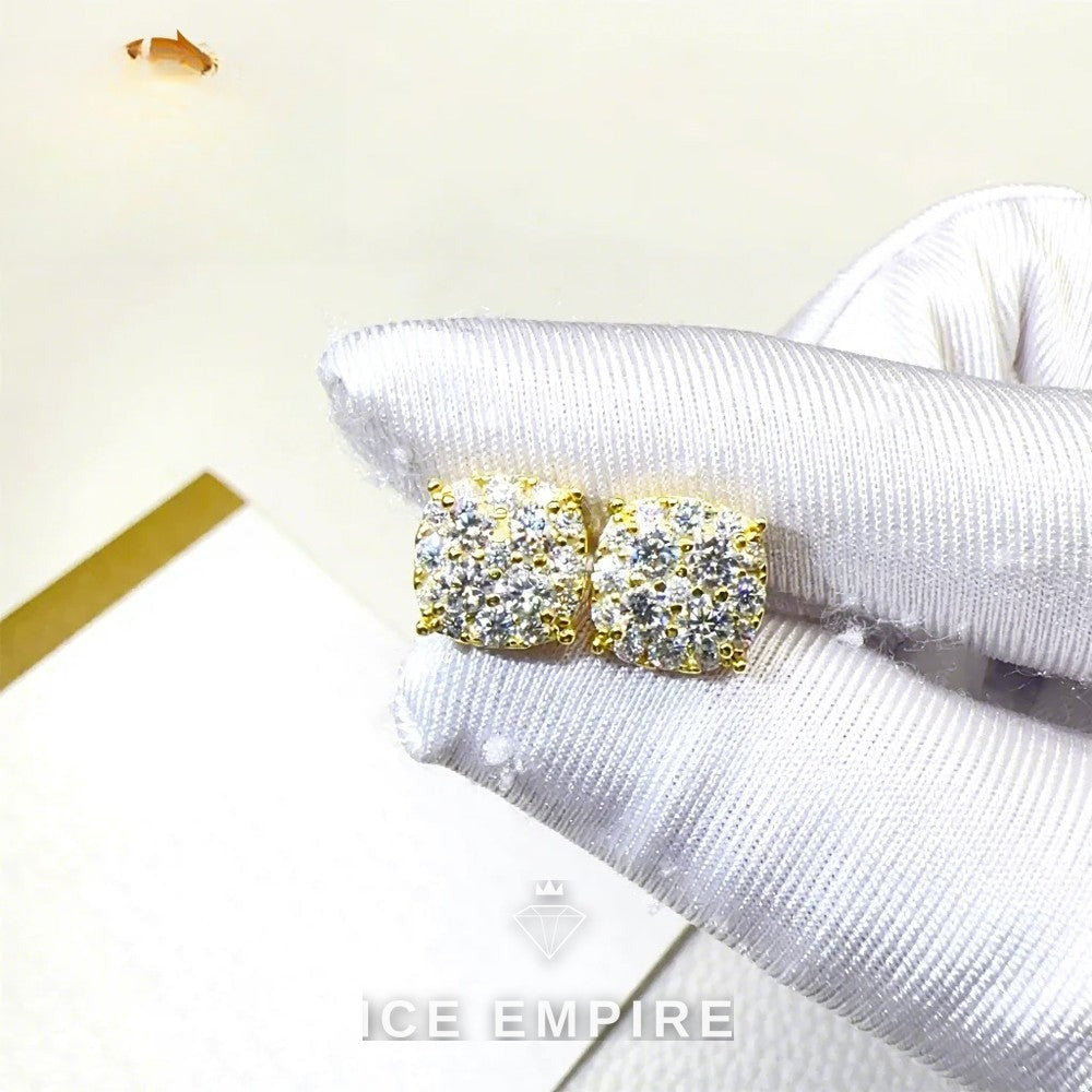 Iced Out 925 Silver Moissanite Stud Earrings