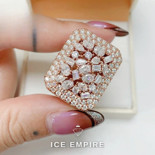Iced Out Baguette 925 Silver Moissanite Ring