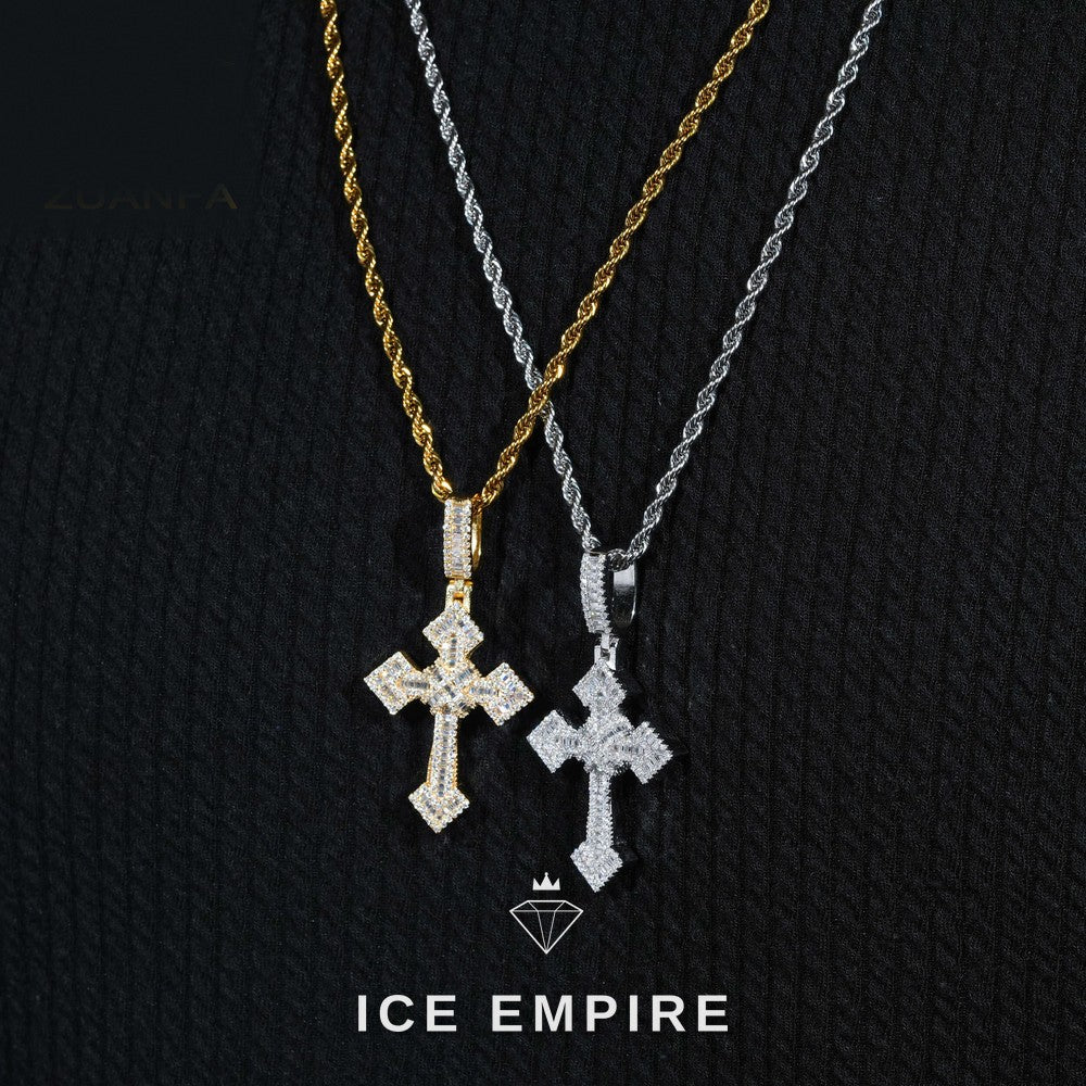 Iced Out Cross Gold Plated Pendant