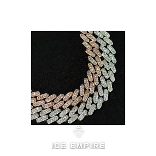 Iced Out 925 Silver Moissanite Cuban Chain