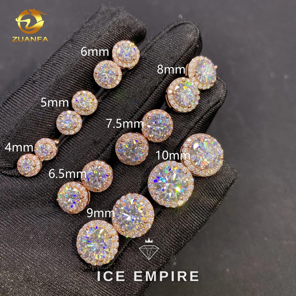 Iced Out Rose Gold Plated Moissanite Stud Earrings