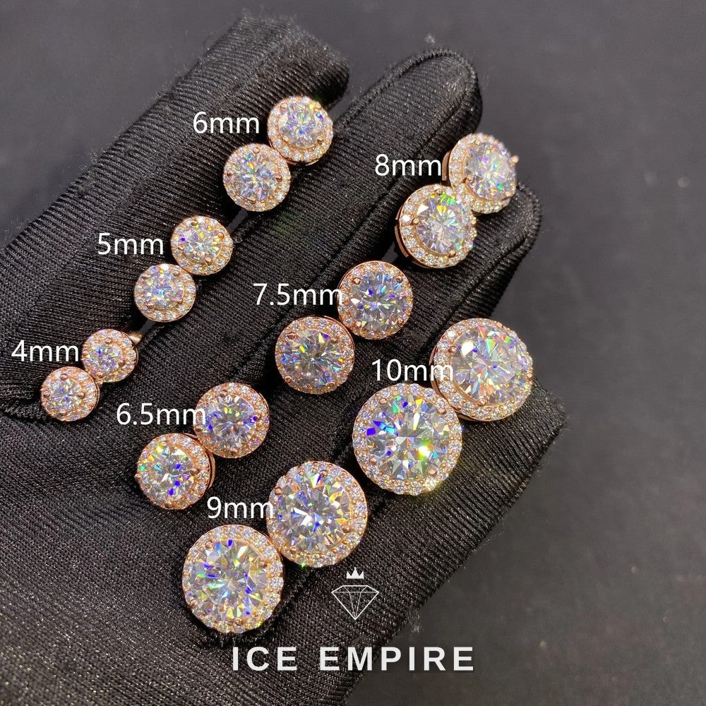 Iced Out Rose Gold Plated Moissanite Stud Earrings