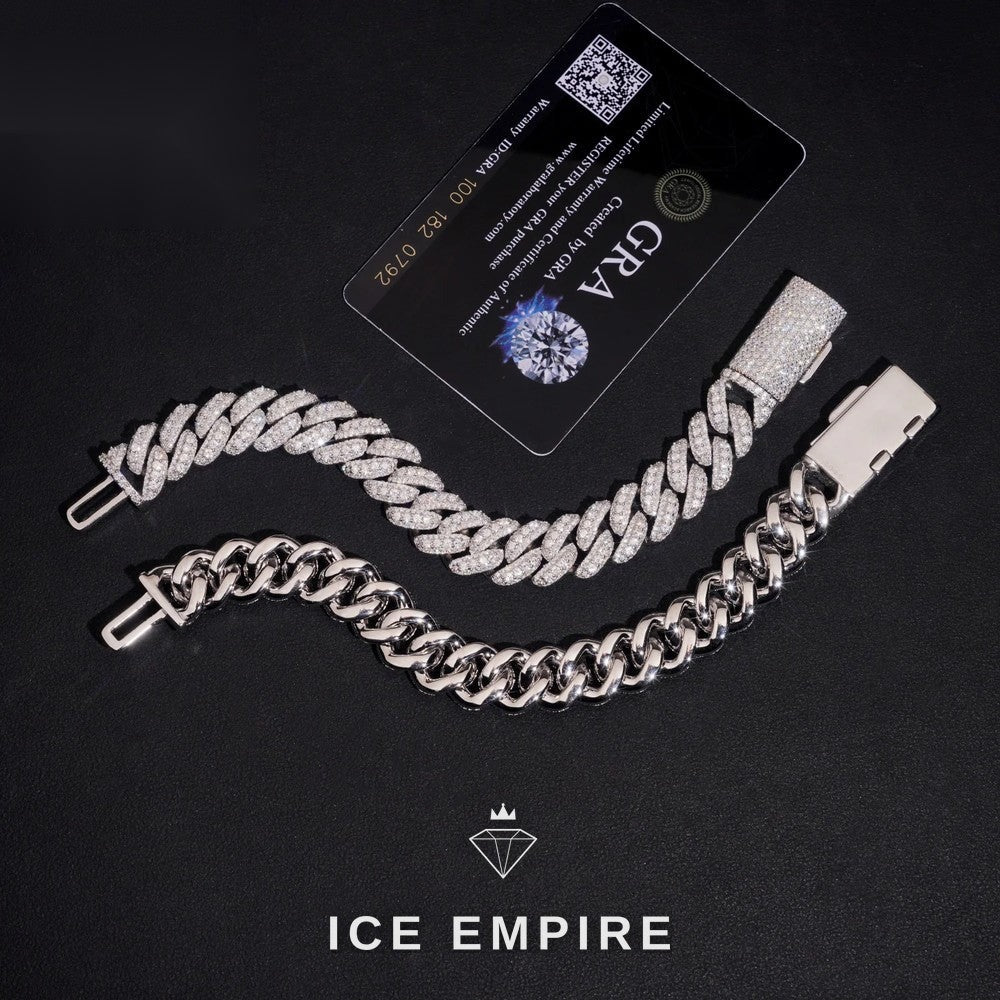 Iced Out 925 Silver Moissanite Cuban Chain