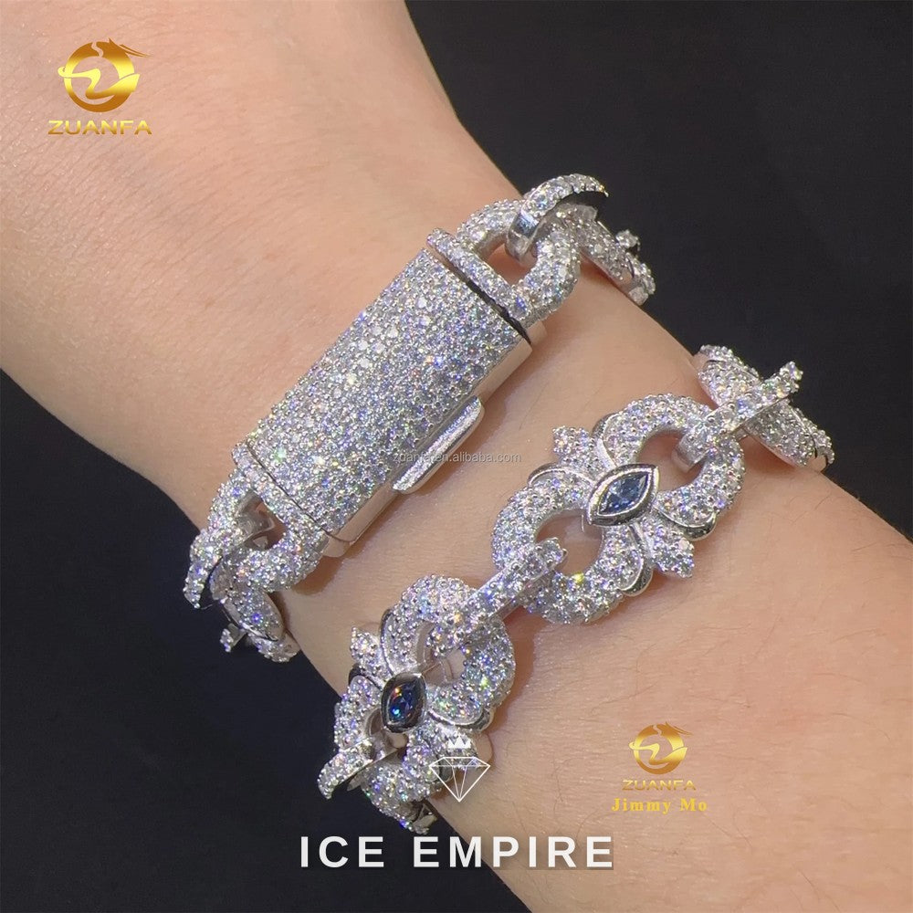 Iced Out 925 Silver Moissanite Cuban Chain