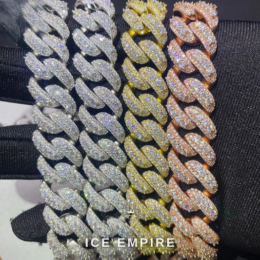 Iced Out Rose Gold Moissanite Cuban Chain