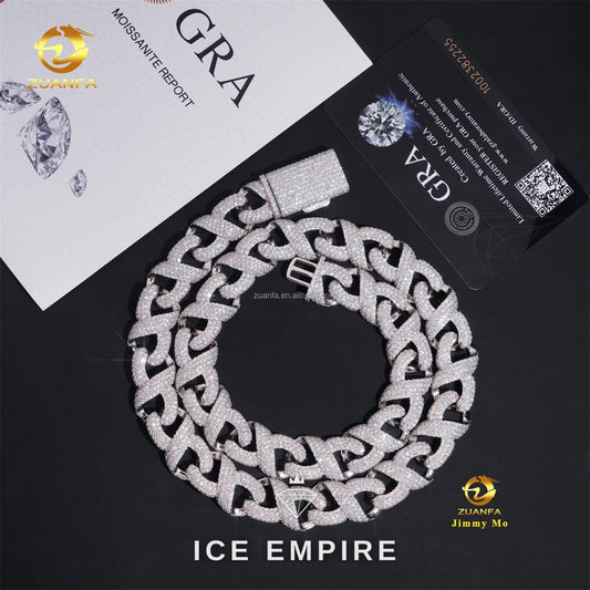 Iced Out 925 Silver Moissanite Cuban Chain