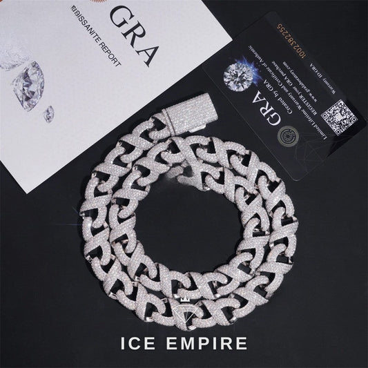 Iced Out 925 Silver Moissanite Cuban Chain