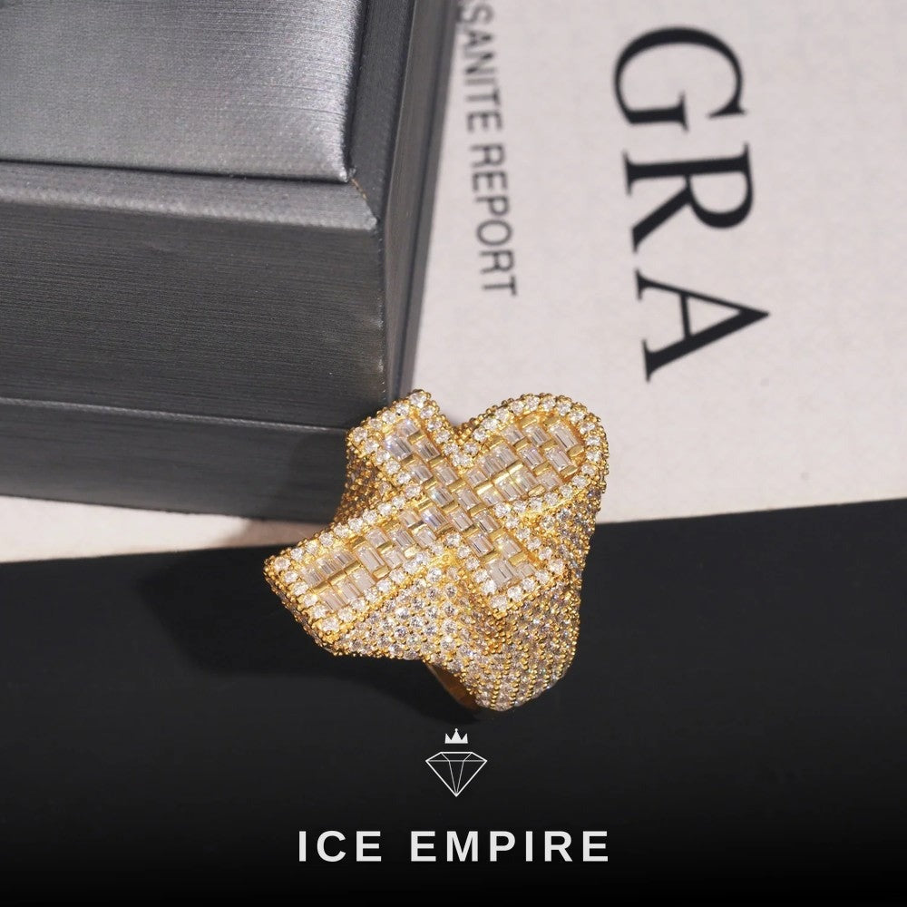Iced Out Baguette Rose Gold Plated Moissanite Ring