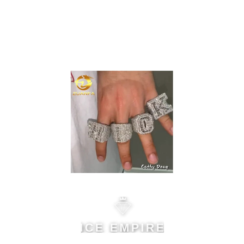 Iced Out Cluster 925 Silver Moissanite Ring