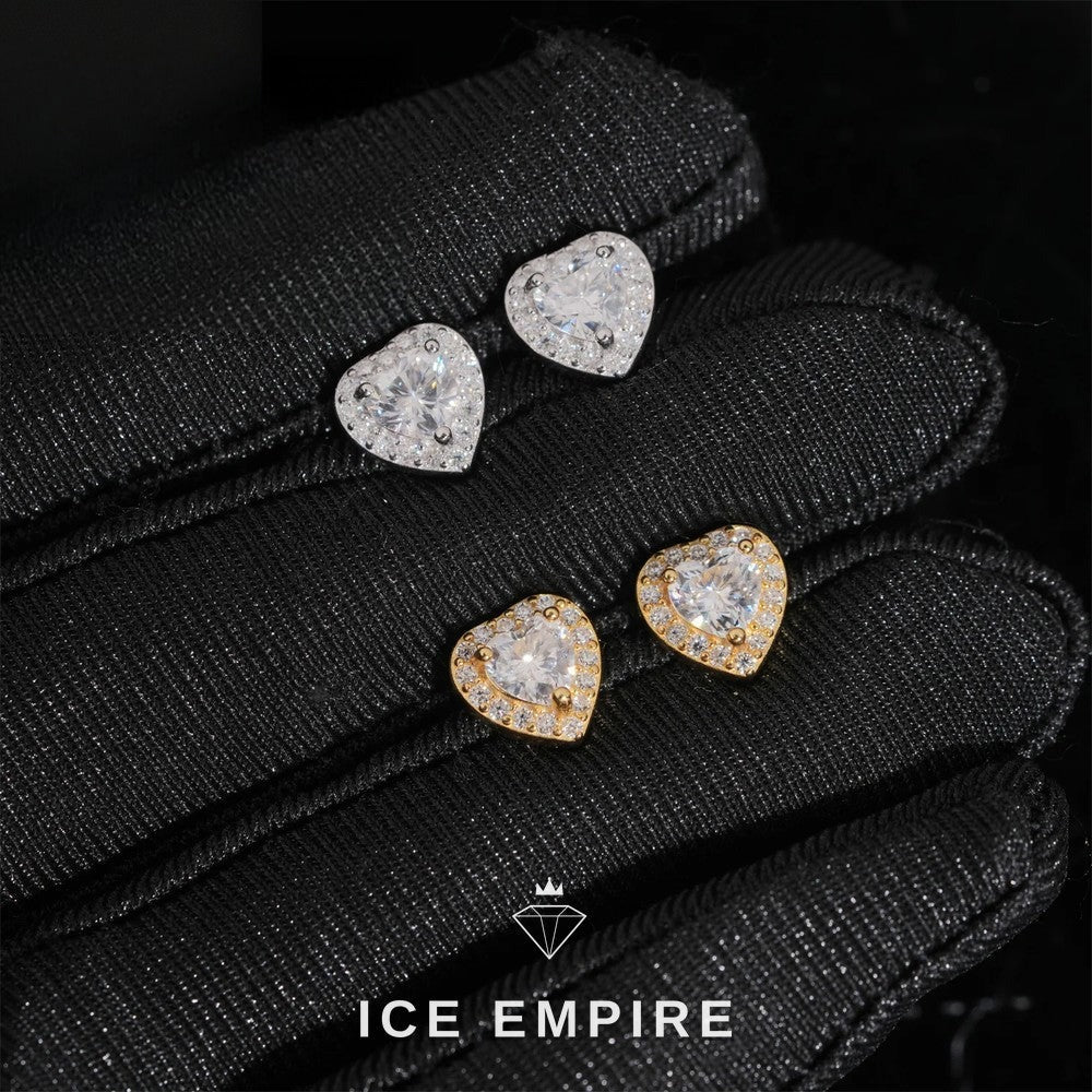 Iced Out Heart Rose Gold Plated Moissanite Earrings
