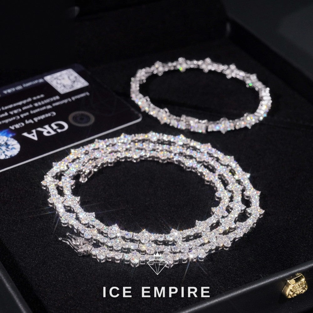 Iced Out Cross 14K Gold Moissanite Cuban Chain
