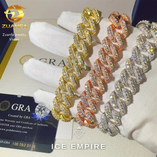 Iced Out 925 Silver Moissanite Cuban Chain