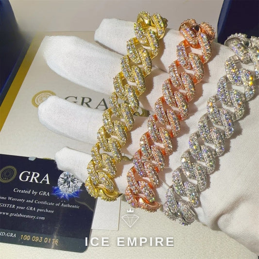 Iced Out 925 Silver Moissanite Cuban Chain