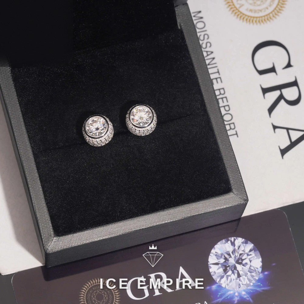 Iced Out 18K Gold Moissanite Stud Earrings