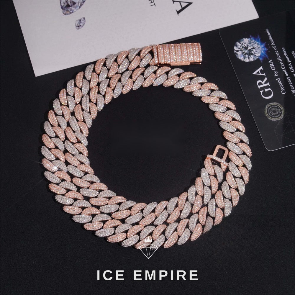 Iced Out Rose Gold Moissanite Cuban Chain