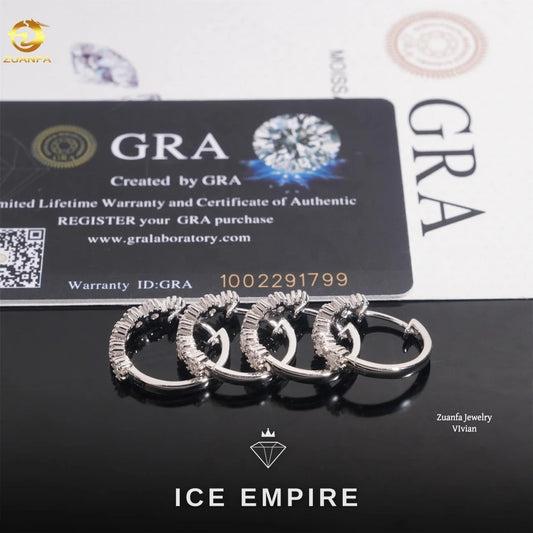 Iced Out 925 Silver Moissanite Stud Earrings