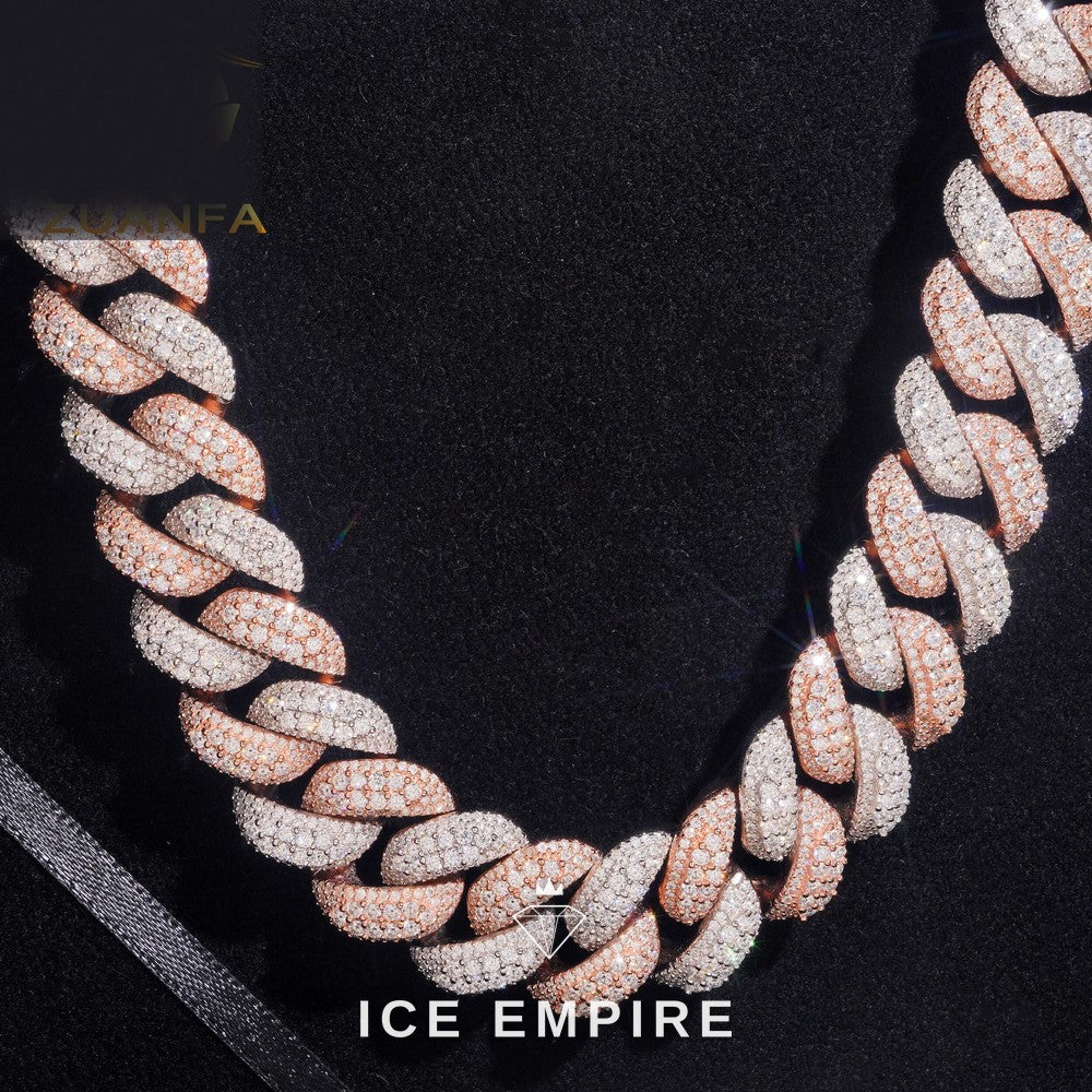 Iced Out Rose Gold Moissanite Cuban Chain