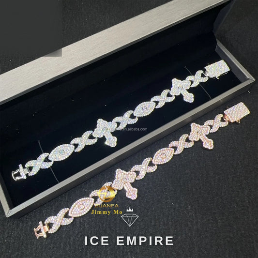 Iced Out Cross 925 Silver Moissanite Cuban Chain