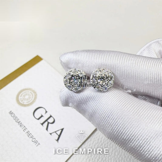 Iced Out 925 Silver Moissanite Stud Earrings