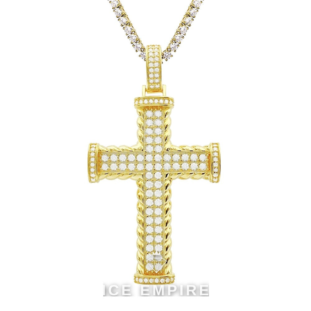Iced Out Cross 925 Silver Pendant