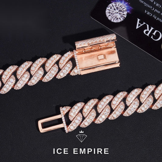 Iced Out Rose Gold Plated Moissanite Cuban Chain