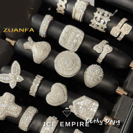 Iced Out 925 Silver Moissanite Ring