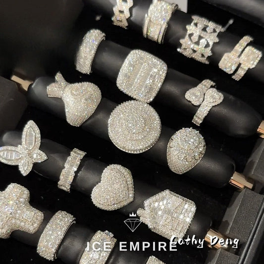 Iced Out 925 Silver Moissanite Ring