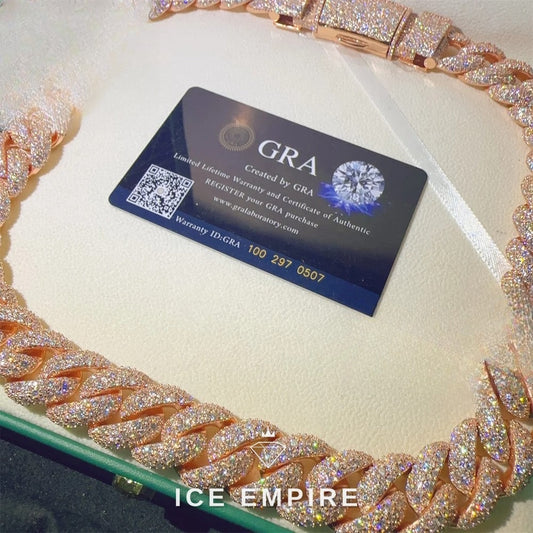 Iced Out Rose Gold Plated Moissanite Cuban Chain