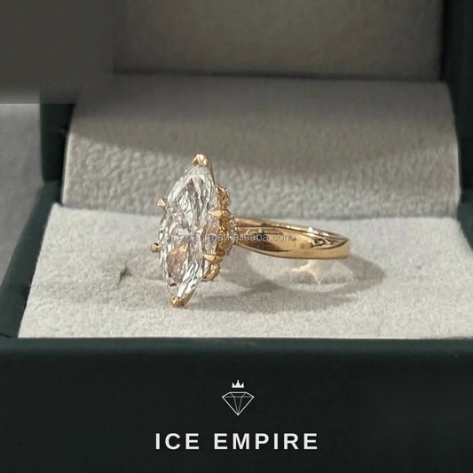 Iced Out 18K Gold Lab Grown Diamond Engagement Ring