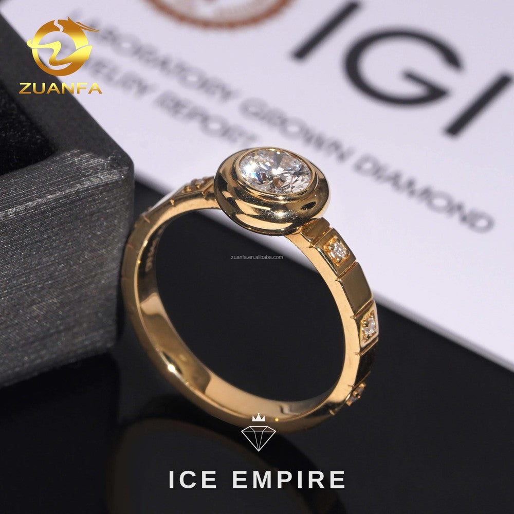Iced Out 18K Gold Lab Grown Diamond Engagement Ring