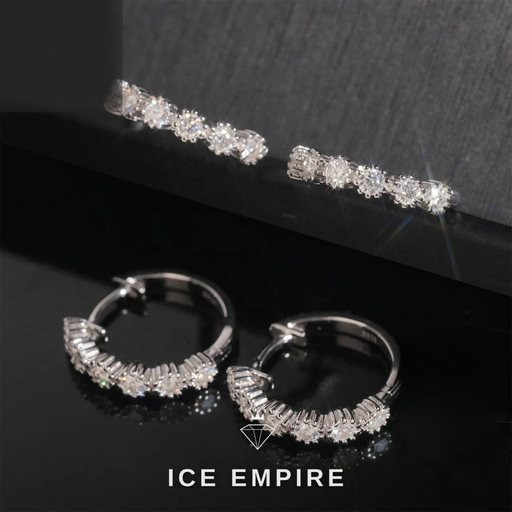 Iced Out 925 Silver Moissanite Stud Earrings